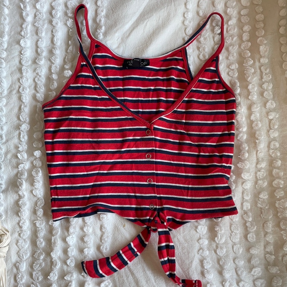 Red white & blue striped cropped tank. Size 4.